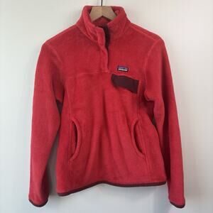 Patagonia‎ Women Small Fleece Red Polartec Snap-T Pullover Fleece Sweater Jacket
